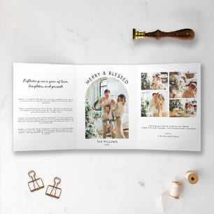 Frohe Weihnachten Modernes Jahr in Review Card Dreifach Gefaltete Einladung