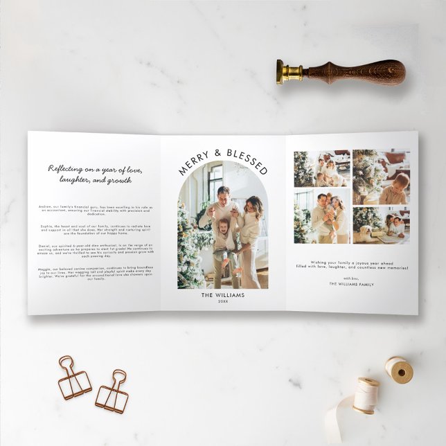 Frohe Weihnachten Modernes Jahr in Review Card Dreifach Gefaltete Einladung (Von Creator hochgeladen)