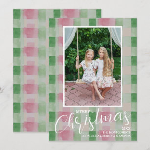 Frohe Weihnachten Modernes Kariertes Foto in Rosa