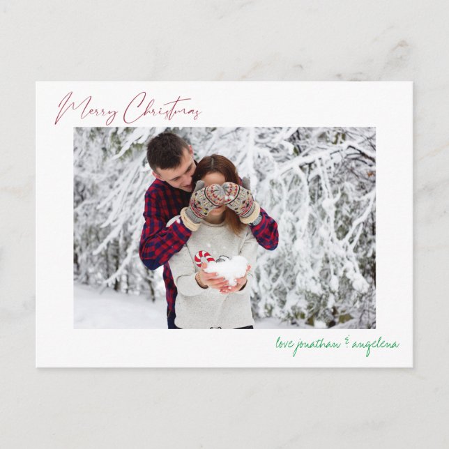 Frohe Weihnachten Modernes Minimalistisches Foto P Postkarte (Vorderseite)