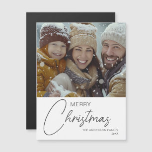 Frohe Weihnachten Modernes Script Foto Magnetkarte