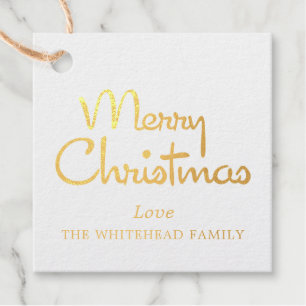 Frohe Weihnachten Modernes Script Gold Geschenkanhänger