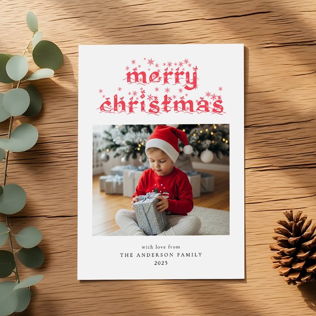 Frohe Weihnachten Modernes Snowy Script Foto (Von Creator hochgeladen)