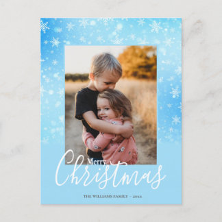 Frohe Weihnachten Modernes Snowy Winter Blue Foto