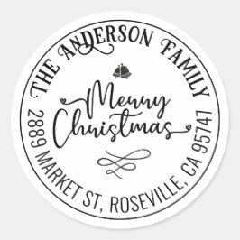 Frohe Weihnachten Modernes, trendy Script anpassba Runder Aufkleber