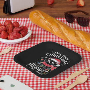 Frohe Weihnachten, möge es schnurrig und hell sein Pappteller