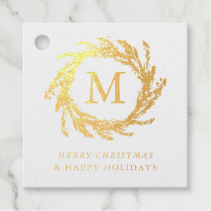 Frohe Weihnachten Monogramm Kranz Geschenkanhänger