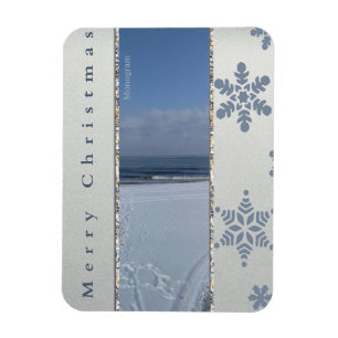 Frohe Weihnachten Monogramm Magnet – Schneeflocken