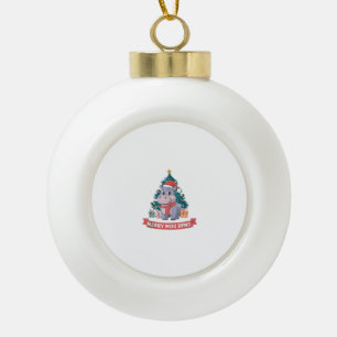 Frohe Weihnachten Moo Deng Weihnachts Baby Hippo T Keramik Kugel-Ornament