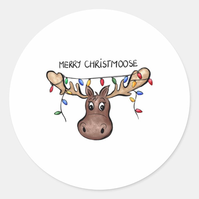 Frohe Weihnachten Moose Xmas Lover Holid Runder Aufkleber (Vorderseite)