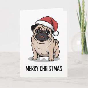 Frohe Weihnachten Mops Hund Santa Hut Urlaubszeit Karte