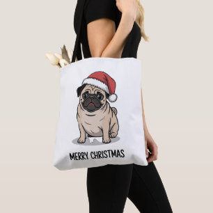 Frohe Weihnachten Mops Hund Weihnachtsmann Hut Fer