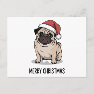 Frohe Weihnachten Mops-Hund Weihnachtsmannmütze Fe
