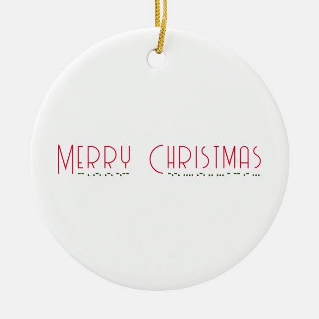 Frohe Weihnachten & Morse Code Metallverzierung Keramik Ornament (Vorne)