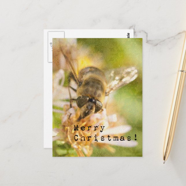 Frohe Weihnachten Motte auf Blüte Postkarte (Vorderseite/Rückseite Beispiel)