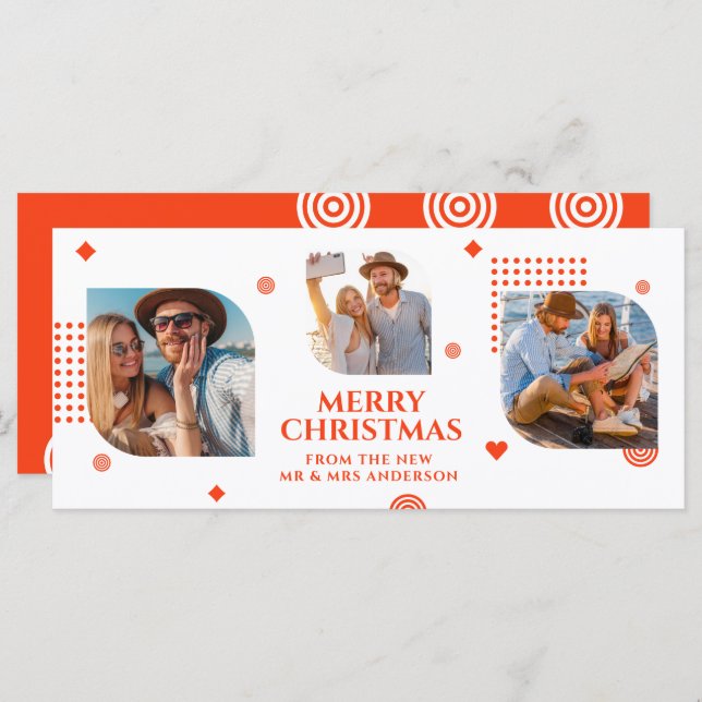 Frohe Weihnachten Mr. & Mrs. 3 Foto Collage Modern (Vorne/Hinten)