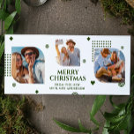 Frohe Weihnachten Mr. & Mrs. 3 Foto Collage Modern<br><div class="desc">Frohe Weihnachten Mr. & Mrs. 3 Foto Collage Trendy Moderne Weihnachtskarten zeigt eine Foto-Collage von drei Ihrer Lieblings-Fotos mit dem Text "Frohe Weihnachten von den neuen Mr. & Mrs." in eleganter grüner Schrift. Personalisieren Sie den Text durch Bearbeiten in den bereitgestellten Textfeldern. Ideal für Weihnachten, um Freunde und Familie zu...</div>