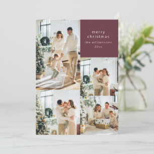 Frohe Weihnachten Multi-Foto-Collage-Nachricht Rot