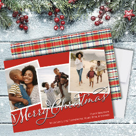 Frohe Weihnachten Multi Foto Red Holiday Kariert