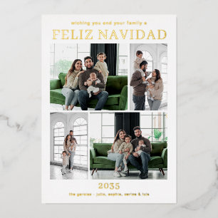 Frohe Weihnachten Multi Photo Gold Folien Feiertagskarte