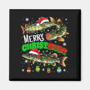 Frohe Weihnachten Musky Drei Weihnachtsmann Muskie Magnet