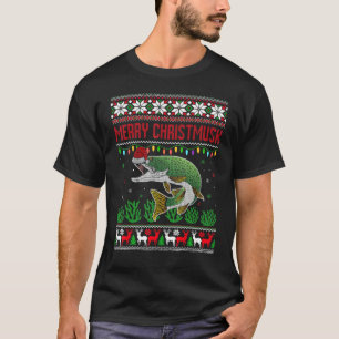 Frohe Weihnachten Musky Muskie Muskellunge Angler T-Shirt