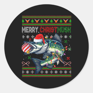 Frohe Weihnachten Musky Weihnachtsmann Musky Xmas  Runder Aufkleber