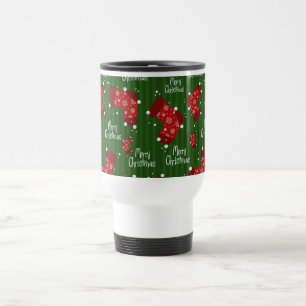 Frohe Weihnachten Muster Rot Weiß Und Grün Reisebecher