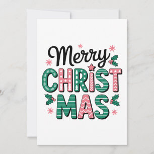 Frohe Weihnachten Muster-Schriftzug Holly Xmas Einladung