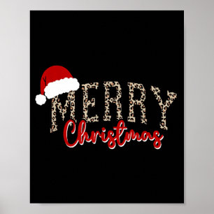 Frohe Weihnachten Muster Xmas Leopard Familie Cute Poster