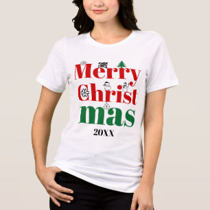 Frohe Weihnachten mutige Typografie, Vintage Eleme Tri-Blend Shirt