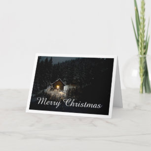 Frohe Weihnachten Mystische Hütte Tiefer Wald Karte