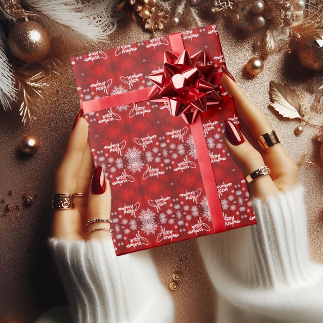 Frohe Weihnachten nahtlos rotes WRAPPING PAPER Geschenkpapier (Von Creator hochgeladen)