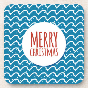 Frohe Weihnachten Nahtlose Muster blaue Textur Getränkeuntersetzer