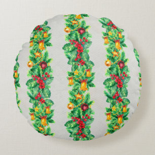 Frohe Weihnachten nahtlose Muster mit Garland. Wa Rundes Kissen