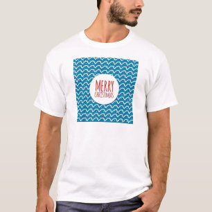 Frohe Weihnachten Nahtloses Muster Blaue Textur T-Shirt