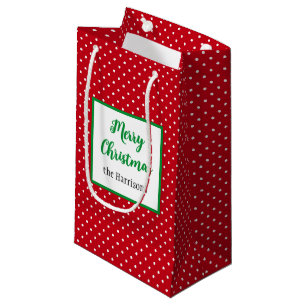 Frohe Weihnachten, Name, Rote & Weiße Schweizer Pu Kleine Geschenktüte