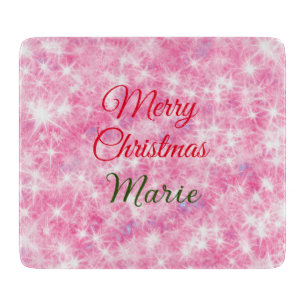 Frohe Weihnachten Name roter Glitter Glanz Feierta Schneidebrett