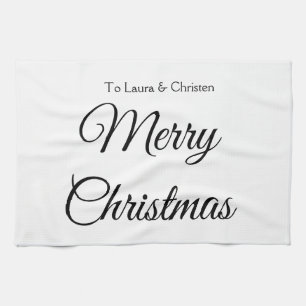 Frohe Weihnachten Name Text personalisiertes Famil Geschirrtuch