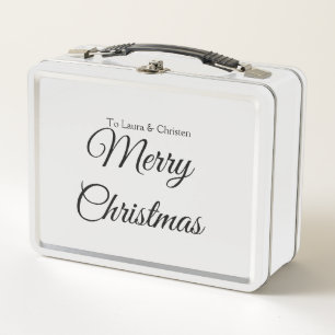 Frohe Weihnachten Name Text personalisiertes Famil Metall Brotdose