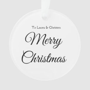 Frohe Weihnachten Name Text personalisiertes Famil Ornament