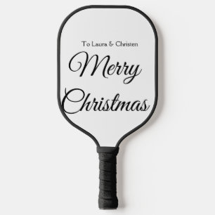 Frohe Weihnachten Name Text personalisiertes Famil Pickleball Schläger