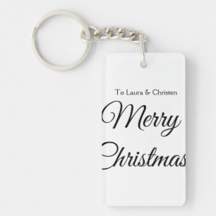 Frohe Weihnachten Name Text personalisiertes Famil Schlüsselanhänger