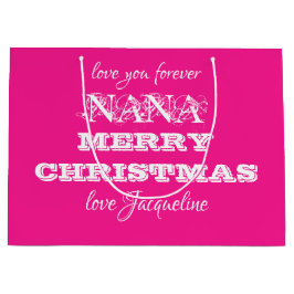 Frohe Weihnachten Nana Classic Script Chic Pink Große Geschenktüte