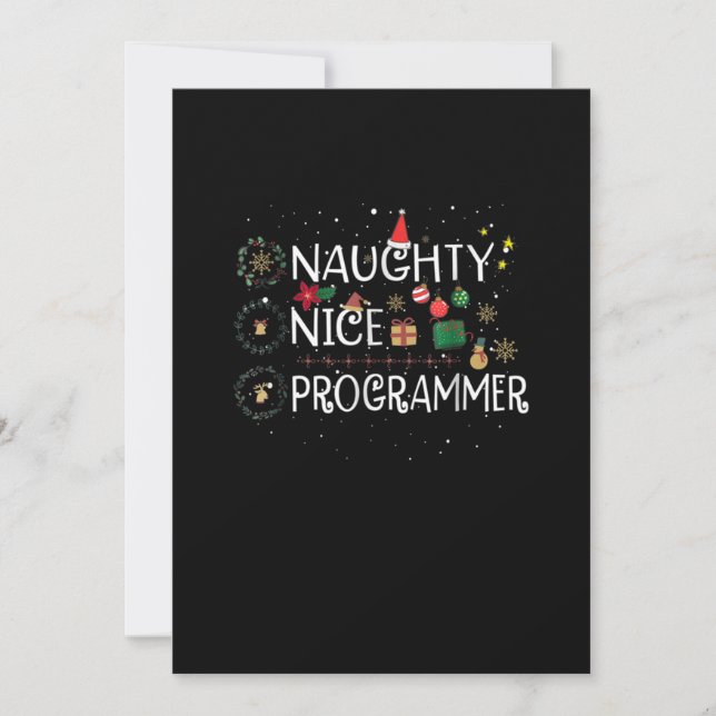 Frohe Weihnachten | Naughty Nice Programmer Dankeskarte (Vorderseite)