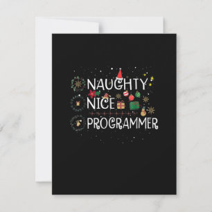 Frohe Weihnachten Naughty Nice Programmer Dankeskarte