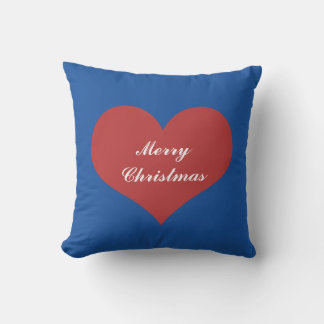Frohe Weihnachten Nautical Blue White Heart Niedli Kissen