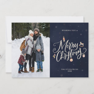 Frohe Weihnachten Navy Blau Elegantes Skript Foto