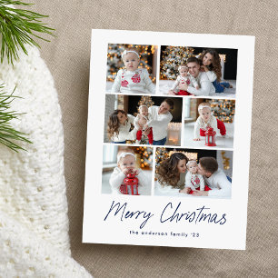 Frohe Weihnachten Navy Schrift 6 Foto-Collage