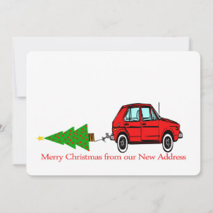 Frohe Weihnachten Neue Adresse Auto und Baum